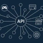 Diagram-style illustration of an aggregation hub connecting game, payment and sportsbook content to a casino platform